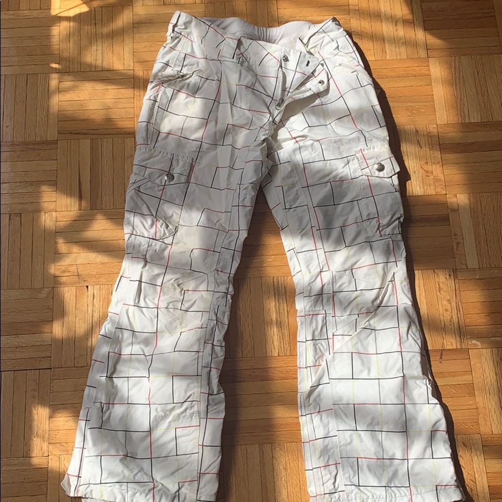 Burton White Striped Ski/Snow Pants Sz M